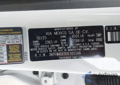 2025 Kia K4 Gt-Line z USA, uszkodzony, nr VIN 3KPFW4DE9SE101148